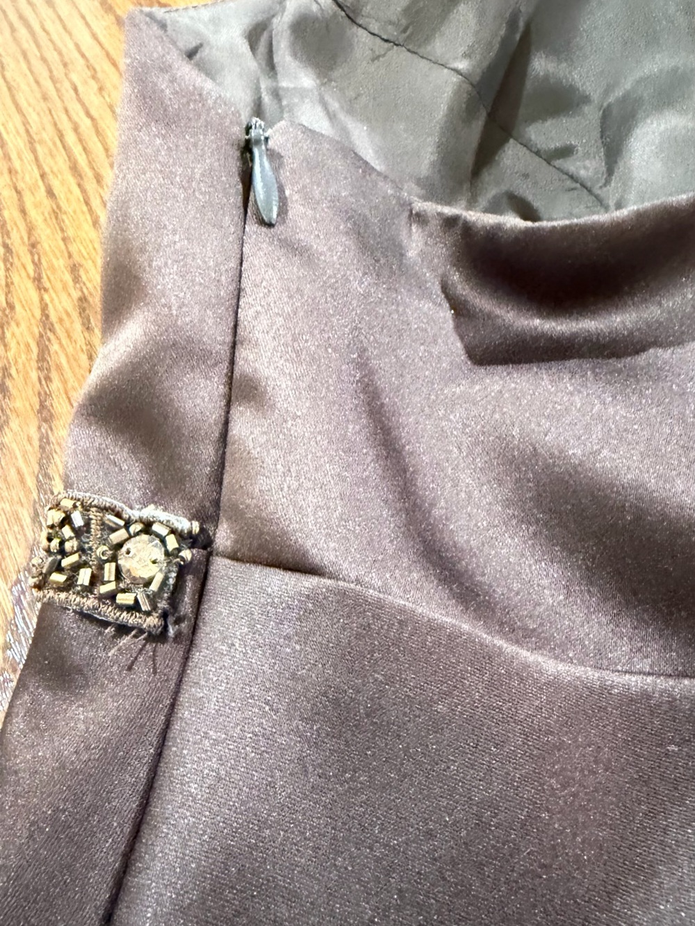 Vintage Dave and Johnny by Laura Ryner Y2K Chocolate Brown Beaded Dress. - Picture 9 of 13